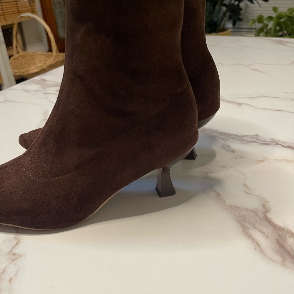 Chocolate Brown Knee-High Women's Boots - Picture 4 of 7
